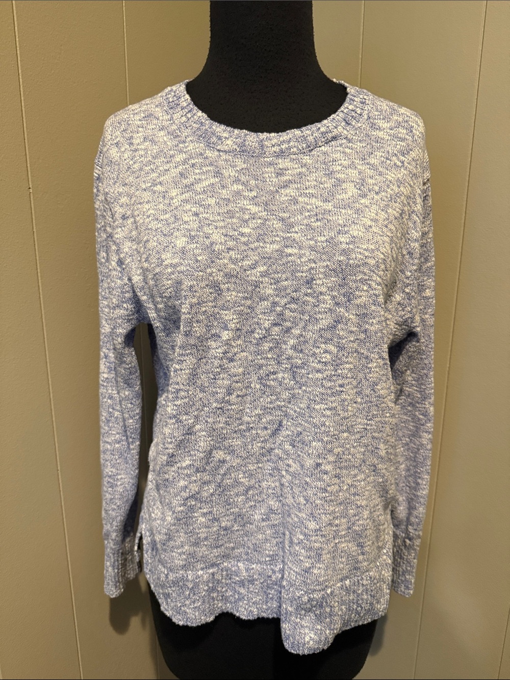 J. Crew Women’s Small Marled Blue & White Scoopneck Sweater